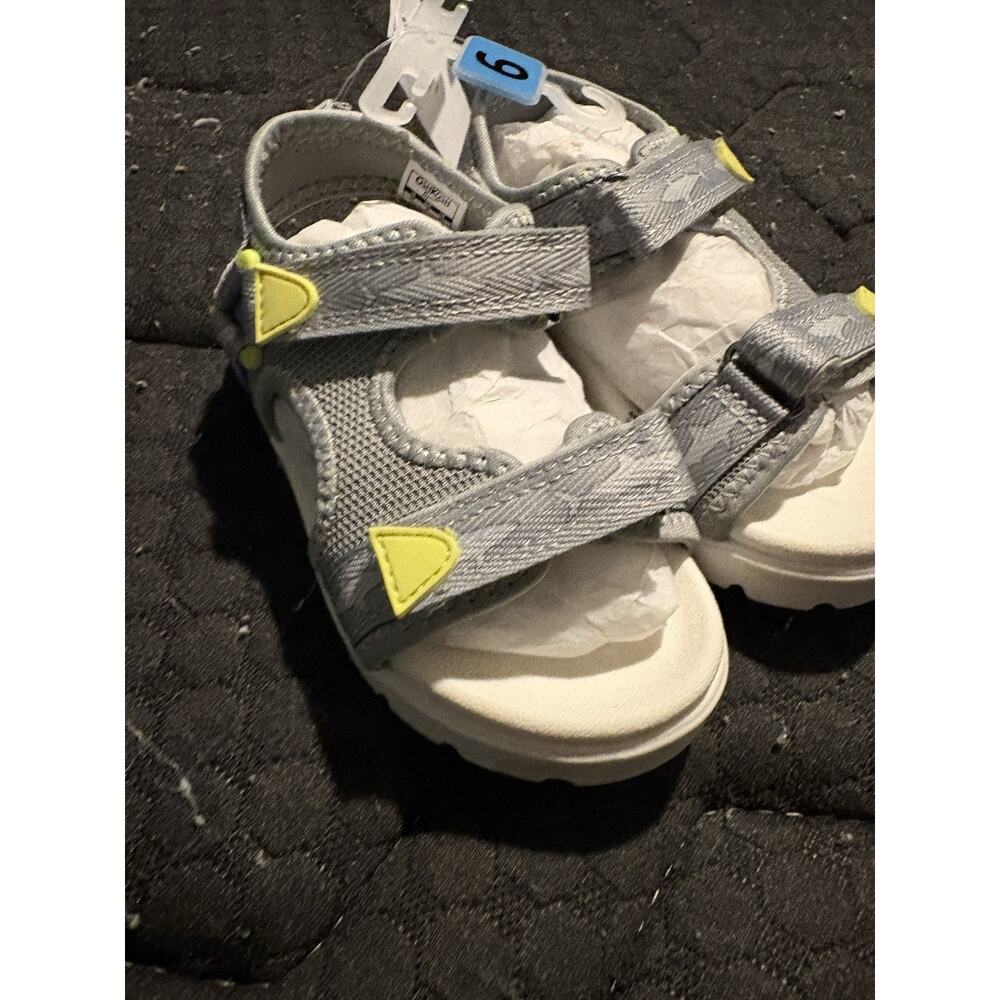 OshKosh B'gosh Gray Yellow Strappy Hook & Loop Sandals Kids US 9 - Picture 4 of 6